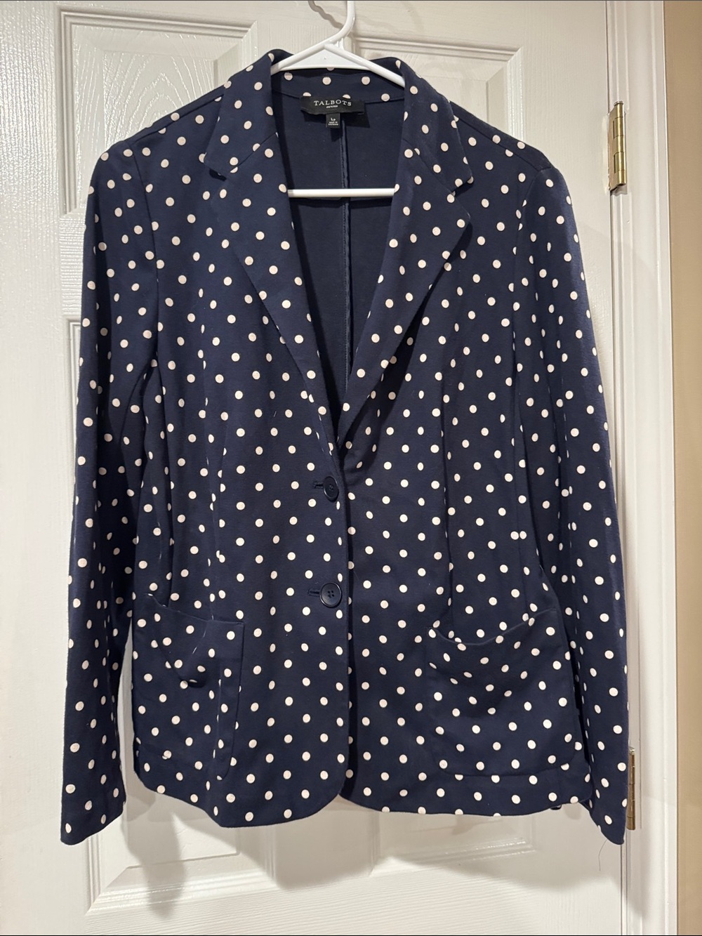 Talbots Navy and White Polka Dot Blazer